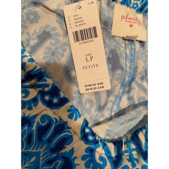 Plenty by Tracy Reese flowy teal/blue wide leg pants NWT size L/petite - Picture 3 of 5